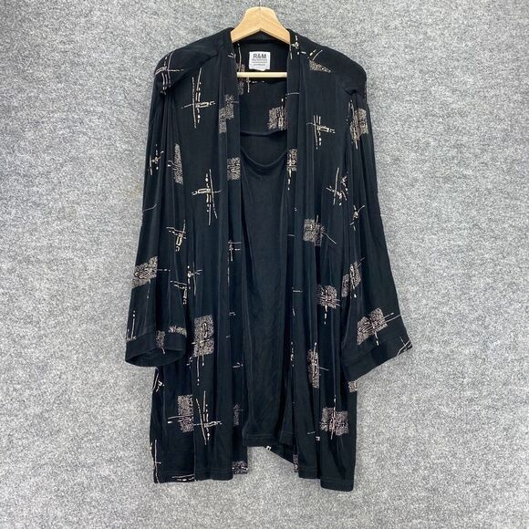 R&M Richards Top Women XL Black Geometric V-Neck Long Sleeve Pullover - Picture 1 of 8
